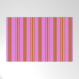 [ Thumbnail: Violet and Chocolate Colored Lines/Stripes Pattern Welcome Mat ]