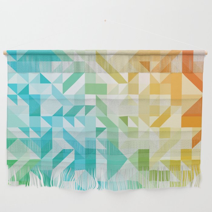 Colorful Geometric Pattern Saturated Rainbow Pattern Design (Red Pink Orange Yellow Green Blue) Wall Hanging