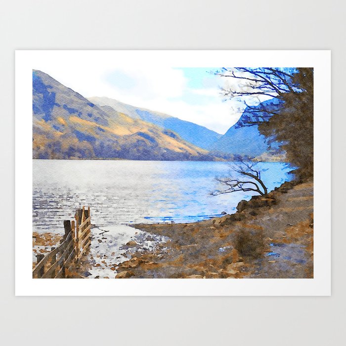 Little Tree At Buttermere Lake District Uk Watercolour Painting