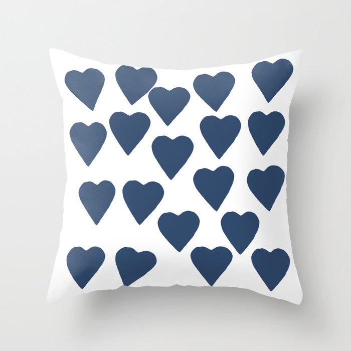 Hearts Navy Throw Pillow
