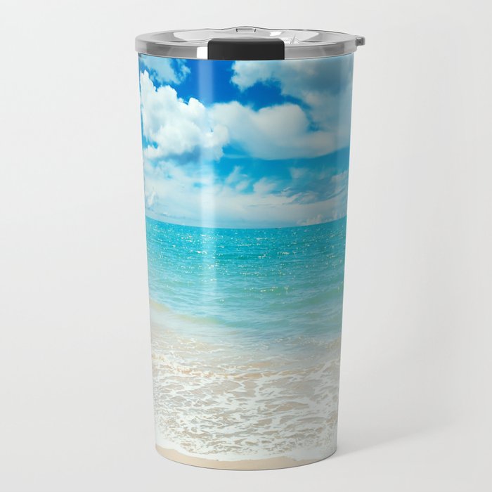 Beach - Ocean - Clouds - Water - Waves Travel Mug