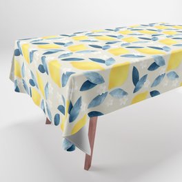 Lemons and Blue Leaves Pattern Tablecloth