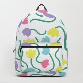 Tulips Backpack | Melbourne, 80S, Melbournedesign, Pastel, Flowers, Digital, Spring, Fun, Colourful, Repeatpattern 