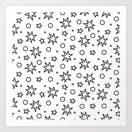 Star pattern black and white Art Print