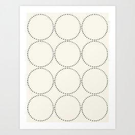 Minimalist Dotted Circles in Black and White Art Print
