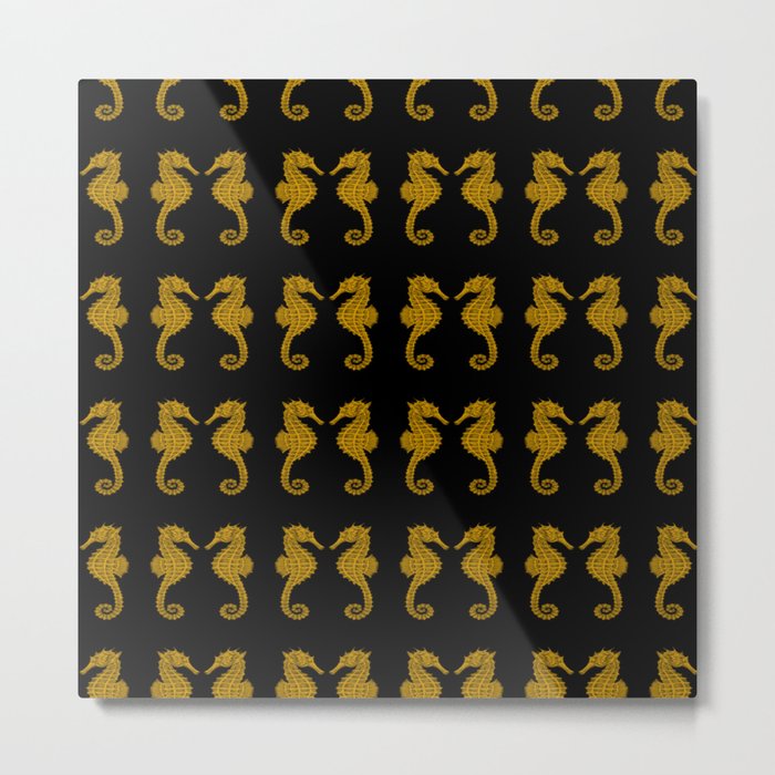 Symmetrical Seahorses Pattern Metal Print