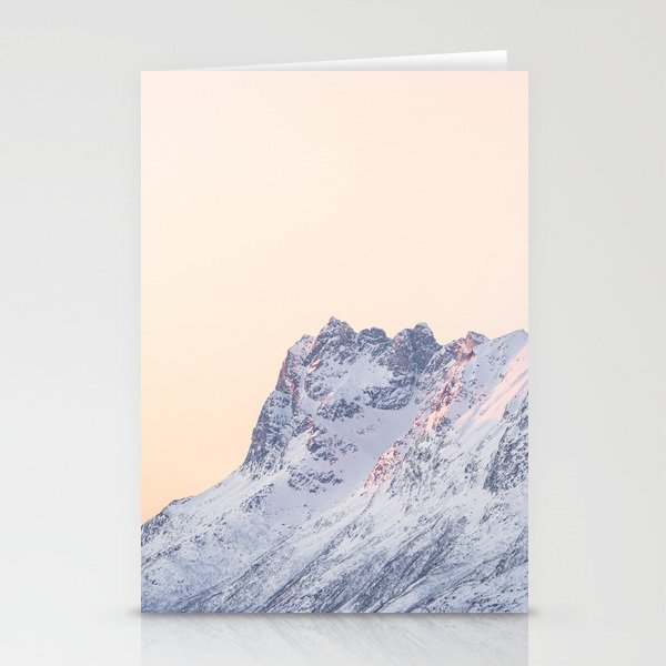 Mountain Dawn Photo | Pastel Color Sunset in the Ersfjord Art Print | Winter in Norway Travel Photography Stationery Cards