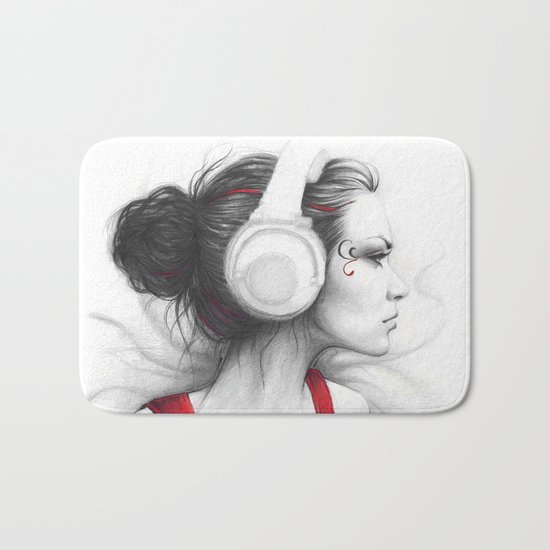 MUSIC Girl in Headphones Bath Mat