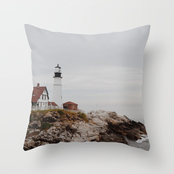 Maine lighthouse Throw Pillow