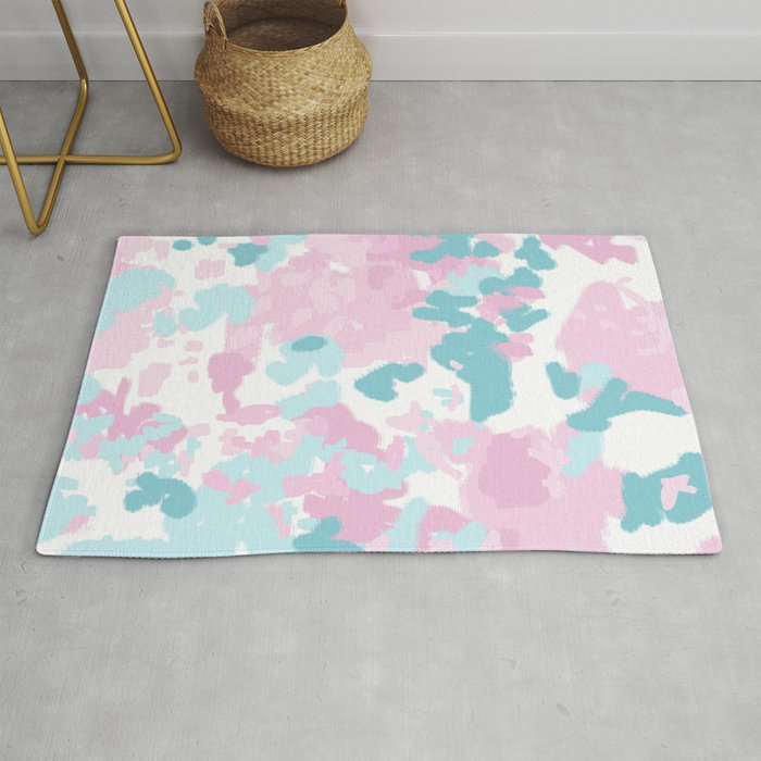 Cruz - abstract painting pastel pink and blue minimal modern decor for office home Rug