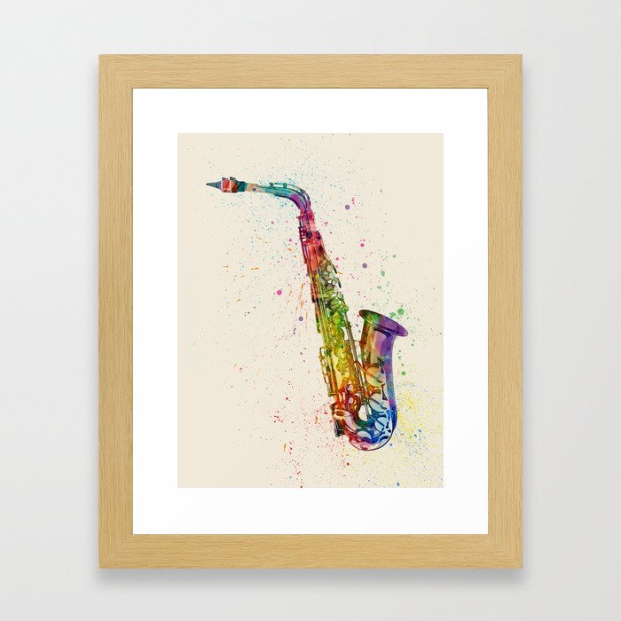 Saxophone Abstract Watercolor Framed Art Print