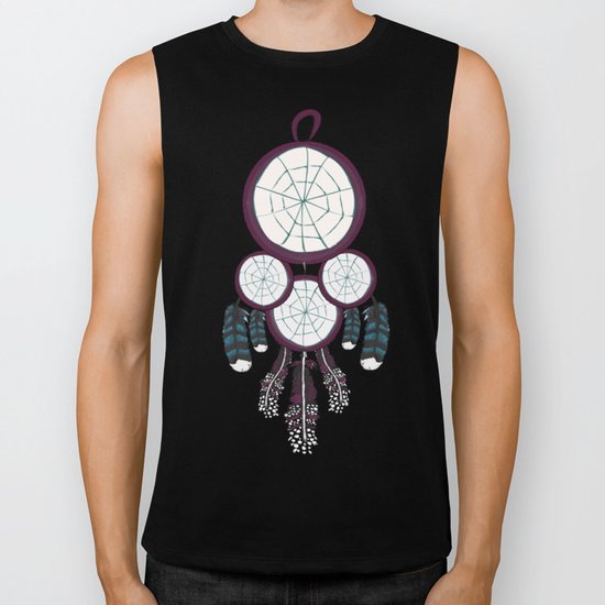 Purple Dream catcher with Blue and Purple Feathers Biker Tank