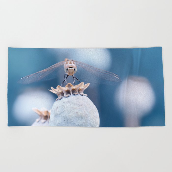 Dragonfly blue Beach Towel