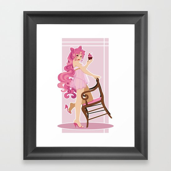 Sailor Moon Pinup - Chibiusa Cupcake Framed Art Print