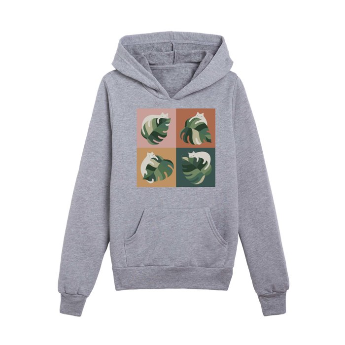 Cat and Leaf 2x2 Kids Pullover Hoodie