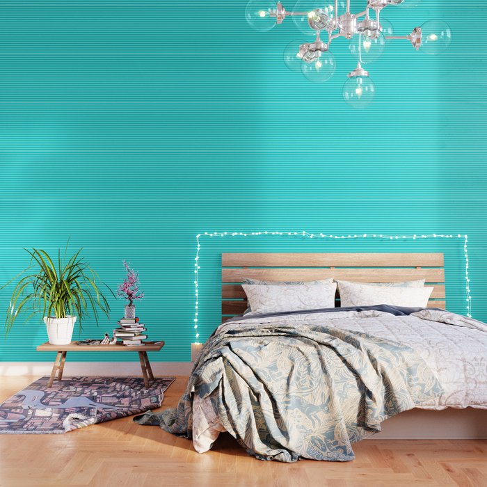 Colorful Stripes Teal And Turquoise Beach Abstract Art