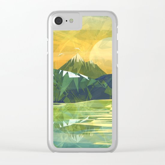 Mountains and Sunset over the lake Clear iPhone Case