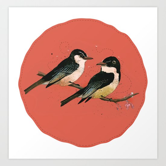 Pair of Phoebes Art Print