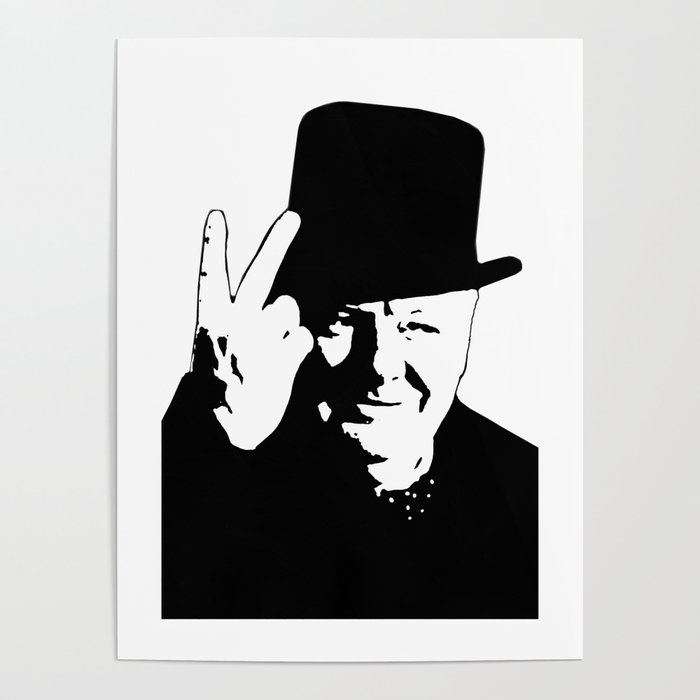 SIR WINSTON CHURCHILL, V for VICTORY, SIGN. Poster