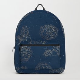 Golden Sparkle Floral Pattern Christmas Gift Ideas (dark blue) Backpack | Golden, Beautiful, Goldenchristmas, Flowers, Plants, Graphicdesign, Christmas, Flowerpattern, Christmaspattern, Nature 