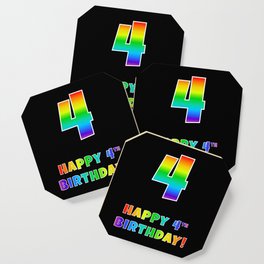 [ Thumbnail: HAPPY 4TH BIRTHDAY - Multicolored Rainbow Spectrum Gradient Coaster ]