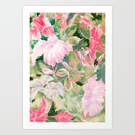 hibiscus tropical watercolor Art Print