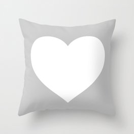 Heart (White & Gray) Throw Pillow
