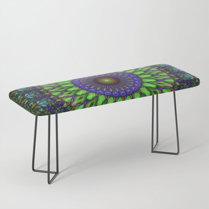 Neon green and blue mandala Bench