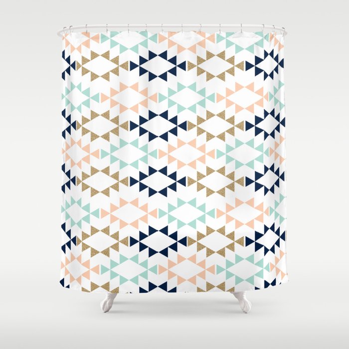 Aztec Geometric Tribal Pattern In Navy Gold Glitter