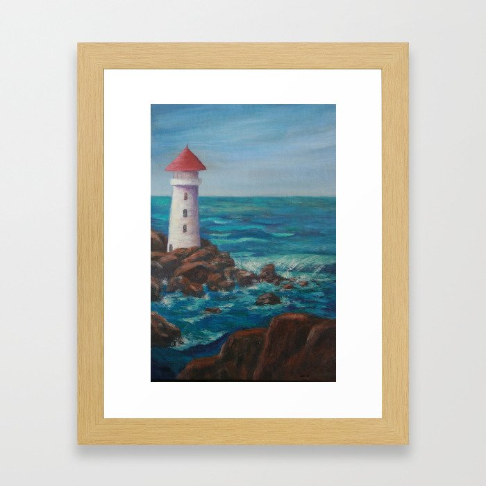 The Lighthouse Rocks Ac151208c 12 Framed Art Print By Csteenart