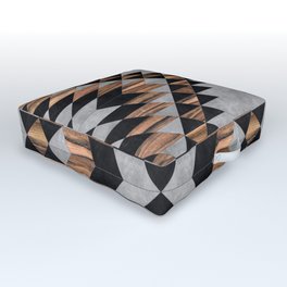 Urban Tribal Pattern No.10 - Aztec - Concrete and Wood Outdoor Floor Cushion