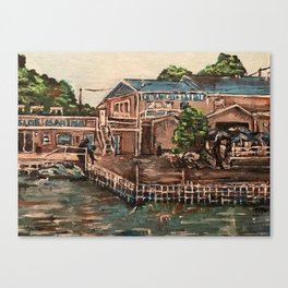 "Dog at Portside Marina, Kelley's Island, Ohio" by Willowcatdesigns Canvas Print