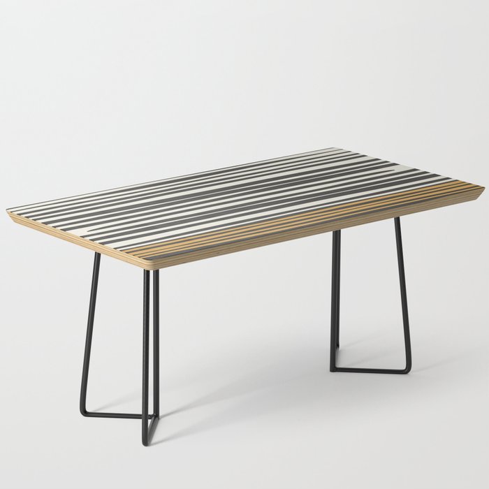 Natural Stripes Modern Minimalist Colour Block Pattern in Charcoal Grey, Mustard Gold, and Beige Cream Coffee Table