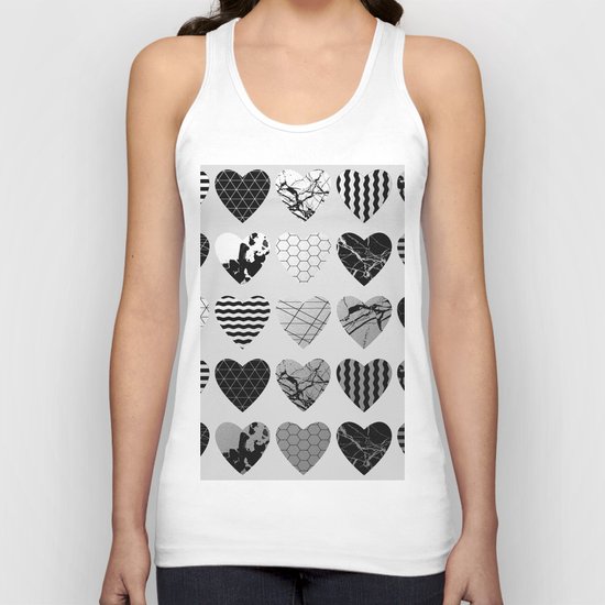 Metallic Love - Hexagon, stripes, triangles, geometric, marble, paint splat hearts! Unisex Tank Top