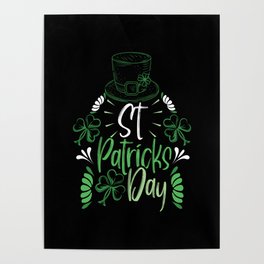 St Paddy's Clover Shamrock Saint Patrick's Day Hat Poster