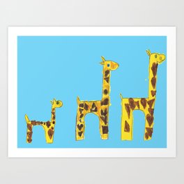 Family giraffe Art Print | Abstract, Drawing, Digital, Afamilyofgiraffes, Illustration 