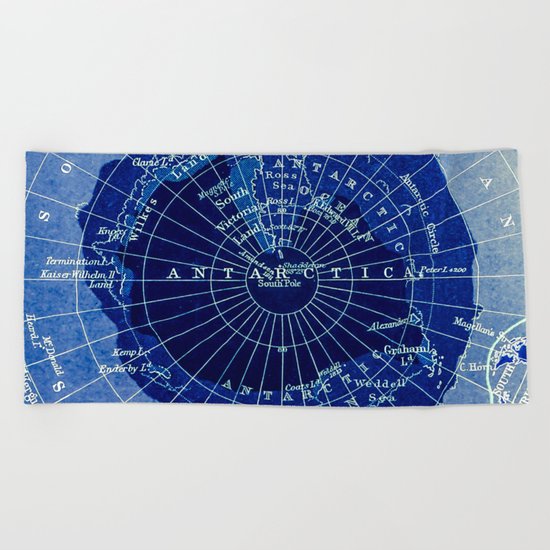 South Pole Neon Map Beach Towel