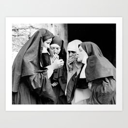 Smoking Nuns Vintage Photo -Smoking Nuns Art Print | Vintage, Photosgroupofnuns, Nunssmoking, Black And White, Religion, Funny, Nuns, Photo, Smoking, Smoker 