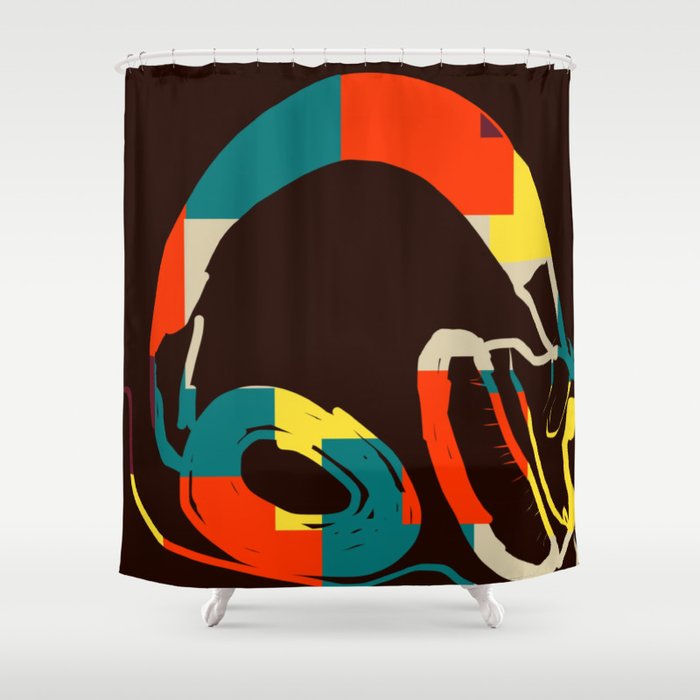 Funky Headphones for all Your Beats #DigitalArt #Cool Shower Curtain