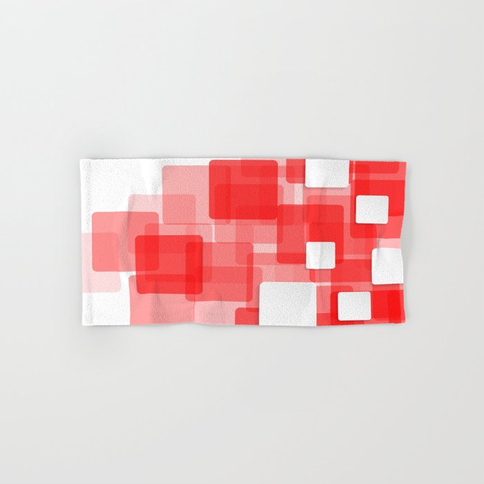 Red And White Squares On A White Background Abstract Art Hand