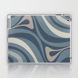 New Groove Retro Swirl Abstract Pattern Neutral Blue Grey Taupe Laptop Skin