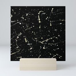 Golden Splatter on Black Mini Art Print