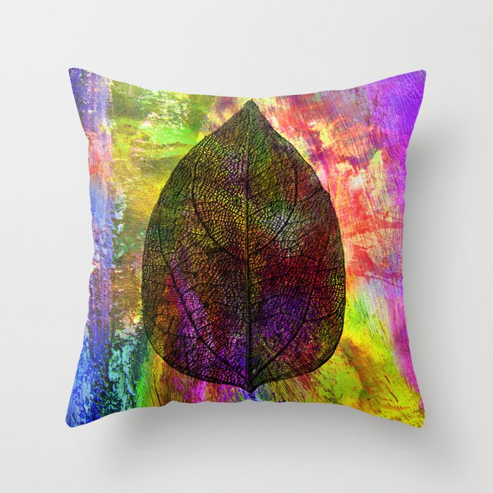 rainbow leaf Throw Pillow