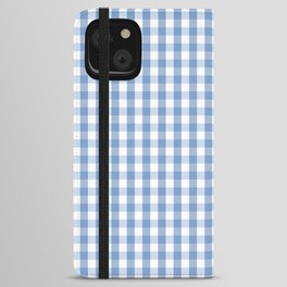 Classic Pale Blue Pastel Gingham Check iPhone Wallet Case