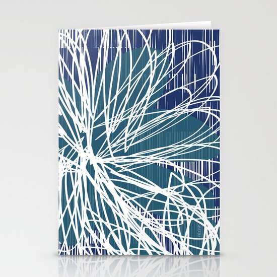 Blue Doodle Floral by Friztin Stationery Cards