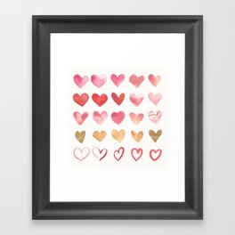 Watercolor Hearts Set  Framed Art Print