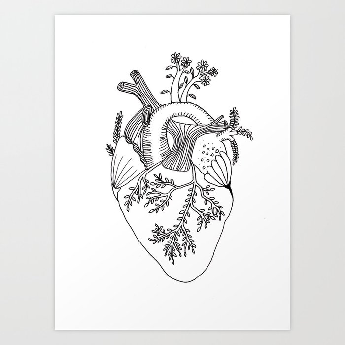 heart growing drawing