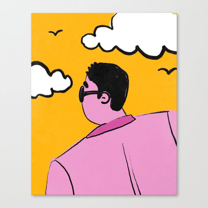 Cool Guy Pink and Yellow Retro 90s Canvas Print