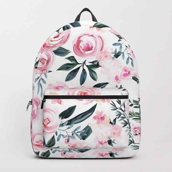 Floral Rose Watercolor Flower Pattern Backpack