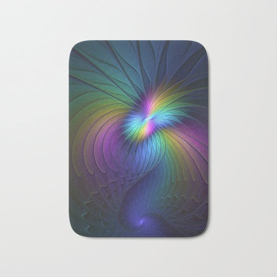Colorful and Luminous, Abstract Fractals Art Bath Mat